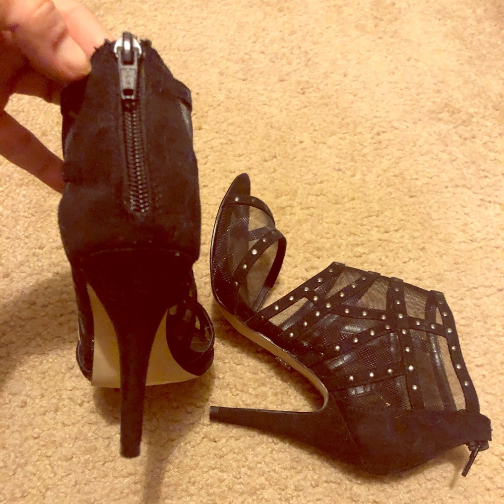 Ladies black peep toe heels